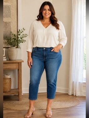 Lane Bryant Flex Magic Waistband Mid Rise Slim Crop Jeans Plus Size 18